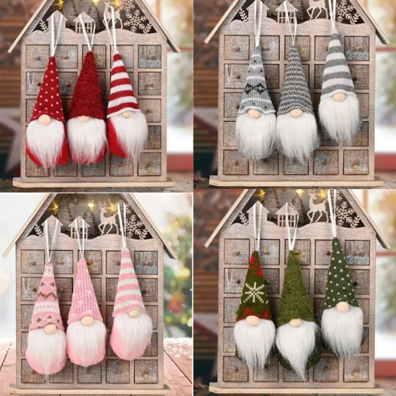 

3pcs Forest Old Man Christmas Mini Doll Christmas Tree Pendant Xmas Decoration for Home Gnome Doll Xmas Kids 2023 New Year Gifts