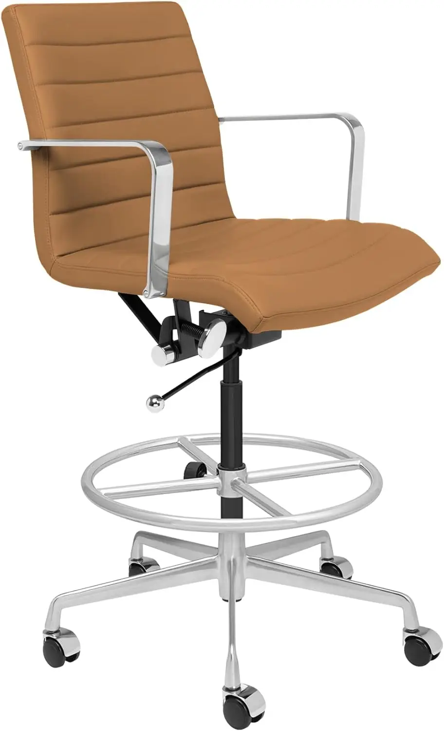 ergonomic ribbed drafting chair for standing desks - commercial grade, height adjustable