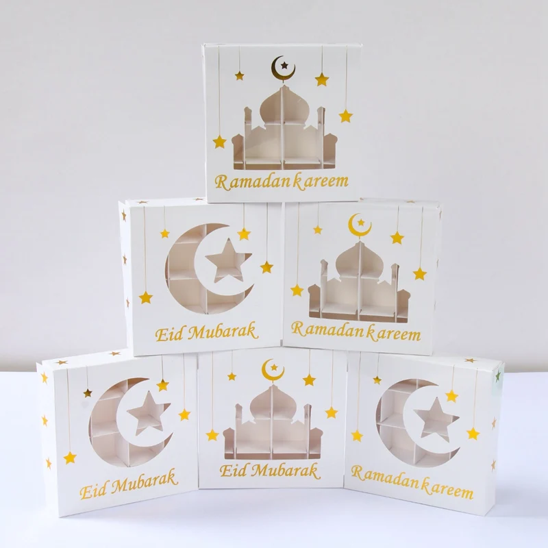 2Pcs Eid Mubarak Cake Boxes with Clear Window, Ramadan Kareem Transparent Candy and Cho... - SKU EMCB1551 - UGI Packaging
