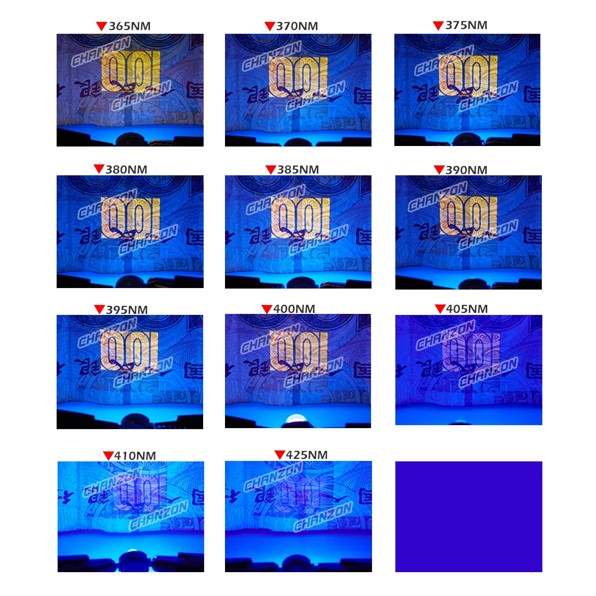 Hochleistungs-UV-Cyan-LED-Chip, 3 W, 5 W, 10 W, 365 nm, 370 nm, 375 nm, 385 nm, 395 nm, 400 nm, 405 nm, 425 nm, 490 nm, SMD-UV-Intensitätslampe – Detail 7