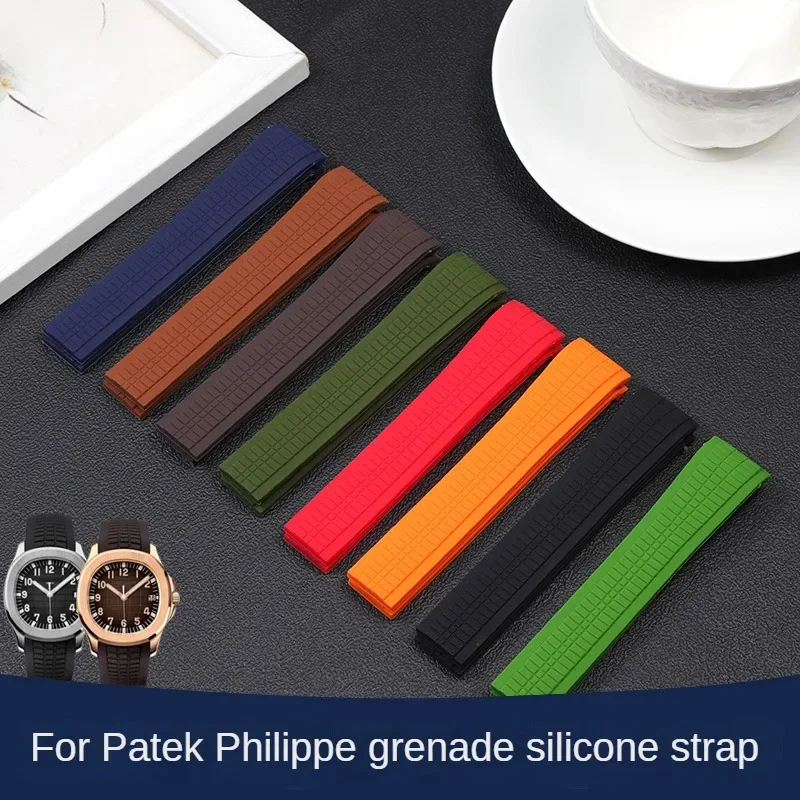 Per Patek Philip Granata Impermeabile Morbido Silicone 21Mm Cinturino Orologio Maschio 5164/5167 Blu Sport Gomma Sostituire Cinturini
