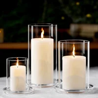 1pc Desktop Shade Tall Holders Pillar Candles Clear Tube Shades Frame Glass Table Centerpiece Cylinders Household Cover 2024 New 1