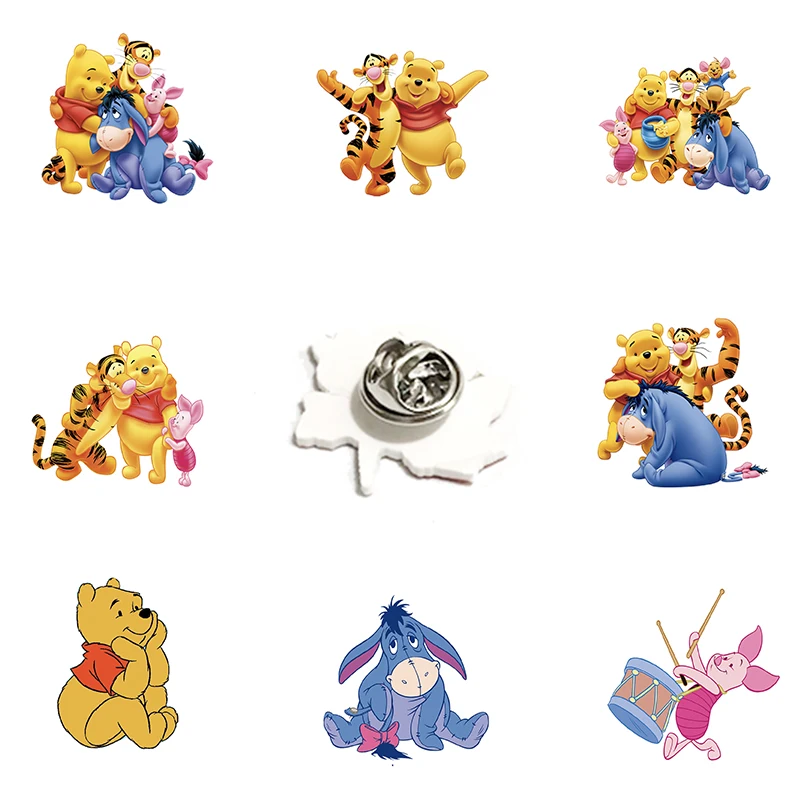 Disney Cartoon Style Winnie The Pooh Shy Piglet Lapel Pins Epoxy Resin Badges Brooches Jewelry Accessories Trendy FZS414 | Украшения и