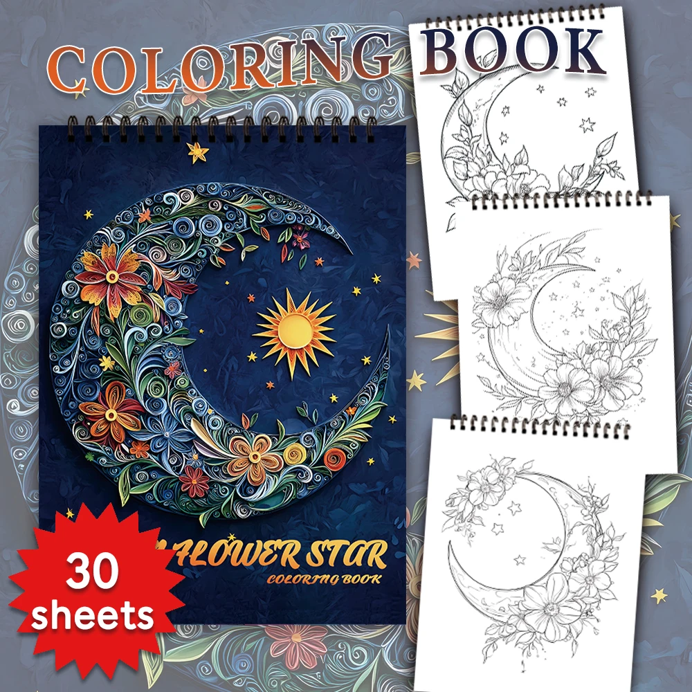 Spiral Colouring Book 30 Sheets 11.2x 8.3 inches 100gsm Thick Paper, For Relief, Anxiety, Perfect for Many Holiday Gifts 2