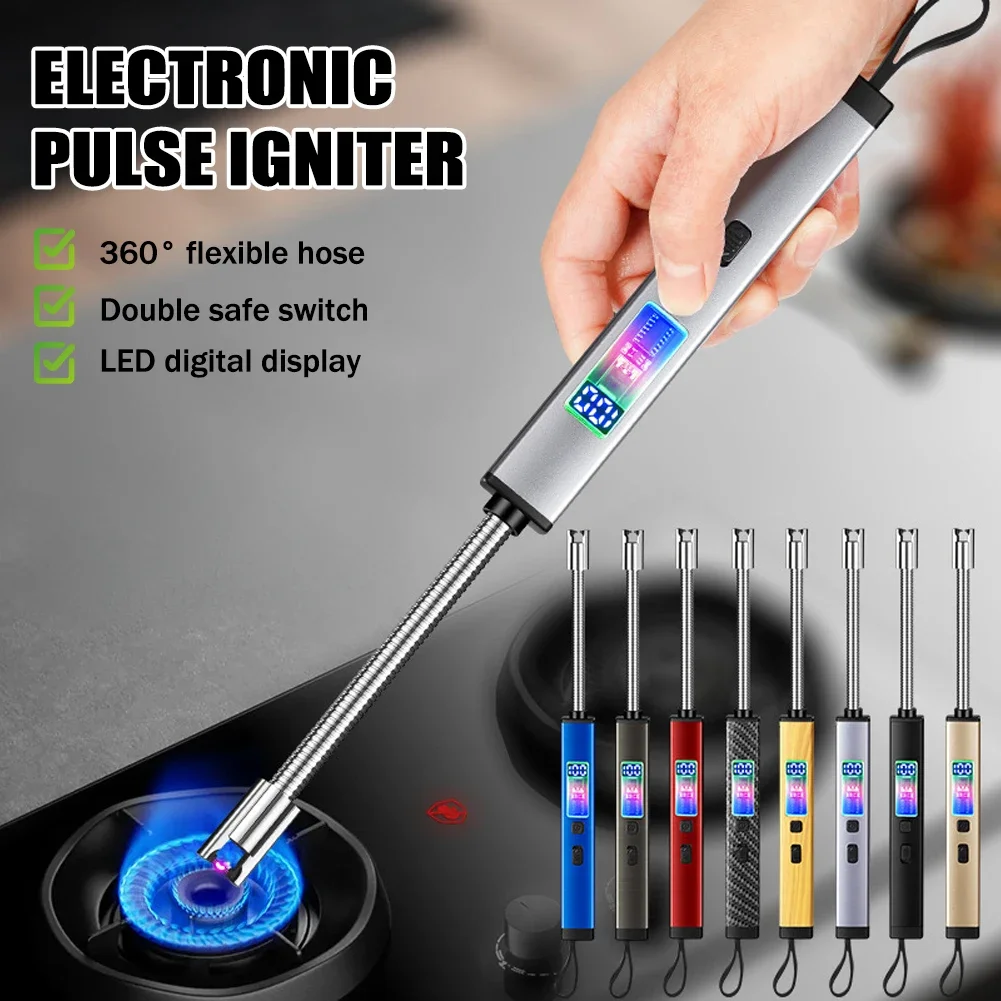 Cigarette Lighter Electric Arc Igniter Outdoor Lighter Kitchen USB Rechargeable Portable Electronic Lighter Safety Lock Ecofriendly for Candles Gas Stoves