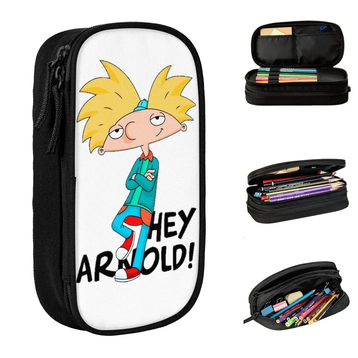 

Arnold Shortman Pencil Cases Cute Hey Arnold Pen Pencil Bags Girls Boys Large Storage Students School Gift Pencil Box