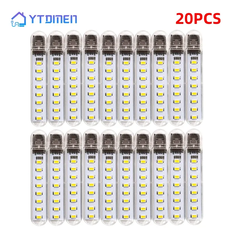 20Pcs/Set USB Plug LED Mini Book Lights Bedroom Night Light Decor Light Portable Reading Desk Lamps for Laptop Keyboard Lighting