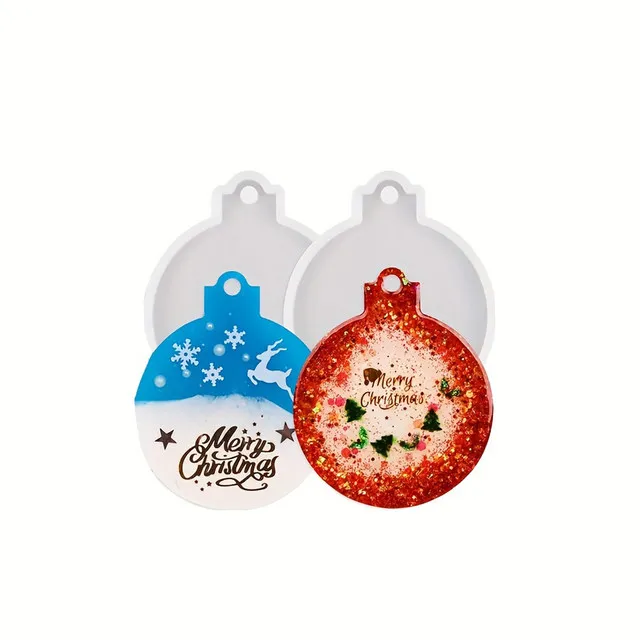 Weihnachtsbaum & Schneeflocken Runde Form für Epoxidharz DIY Schmuckherstellung Anhänger Basteln Weihnachtsparty Geschenkidee – Detail 2
