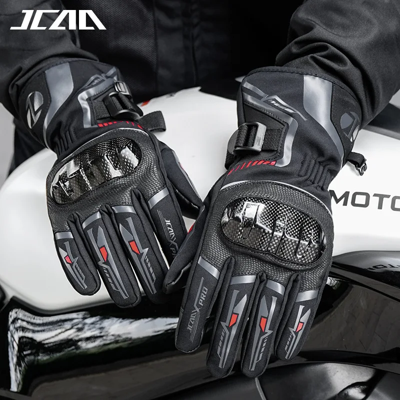 Winter Motorcycle Gloves - Windproof, Waterproof, Touchscreen-Compatible, Warmth with Carbon Fiber Protection, Black