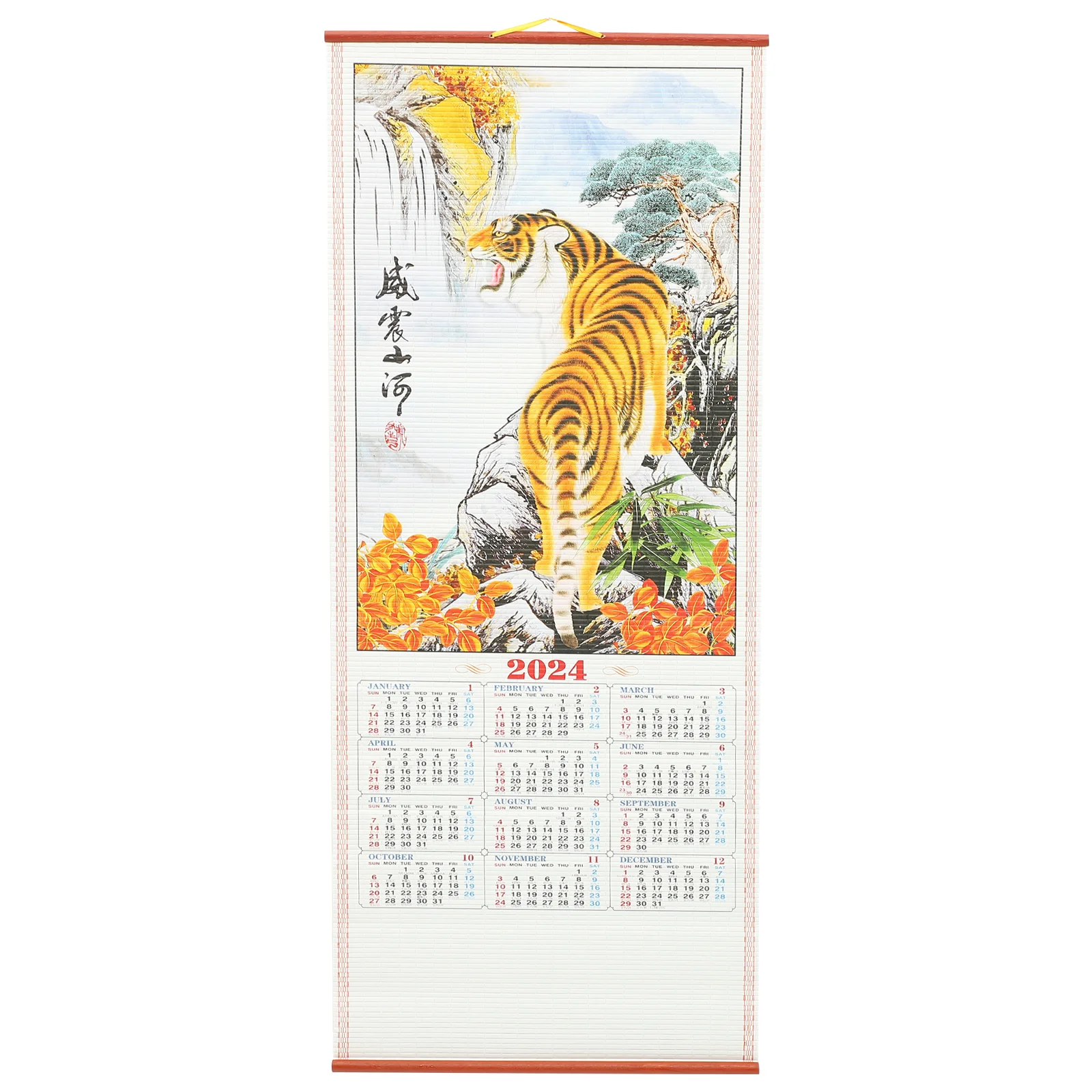 Chinese Wall Scroll Calendar 2024: Dragon & Auspicious Picture for Home & Office