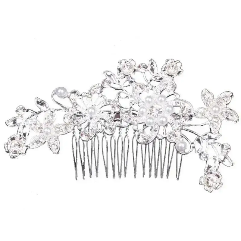 Rhinestone Bridal Hair Comb Alloy CrystalPearl Tiaras Crystal Hairclip Girl Party Jewelry Women Miraculou Wedding Hair Fashion