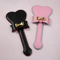 29CM PU Leather Heart-shaped Bowknot Horse Whip，Riding Crop Party Flogger Horse Riding Whip Costumes Performance Props 1