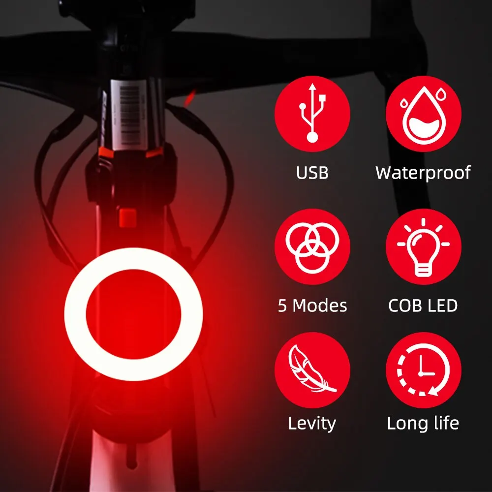 BicycleTaillightMultiLightingModesUSBRechargeableLedBikeLight