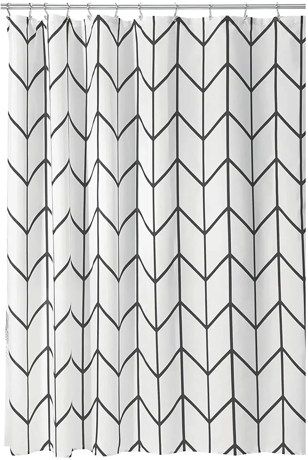 Modern Art Geometric Shower Curtain Set Herringbone Design Black White Striped Wall Cloth Decor Bathroom Polyester Curtains Hook 4
