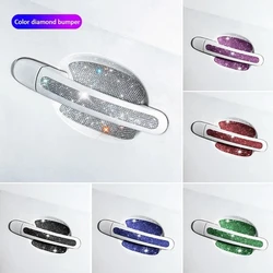 8Pcs Universal Car Door Handle Sticker Decal Warning Auto Strip Driving Safety Decor Bling Diamond Car Accessories for Women