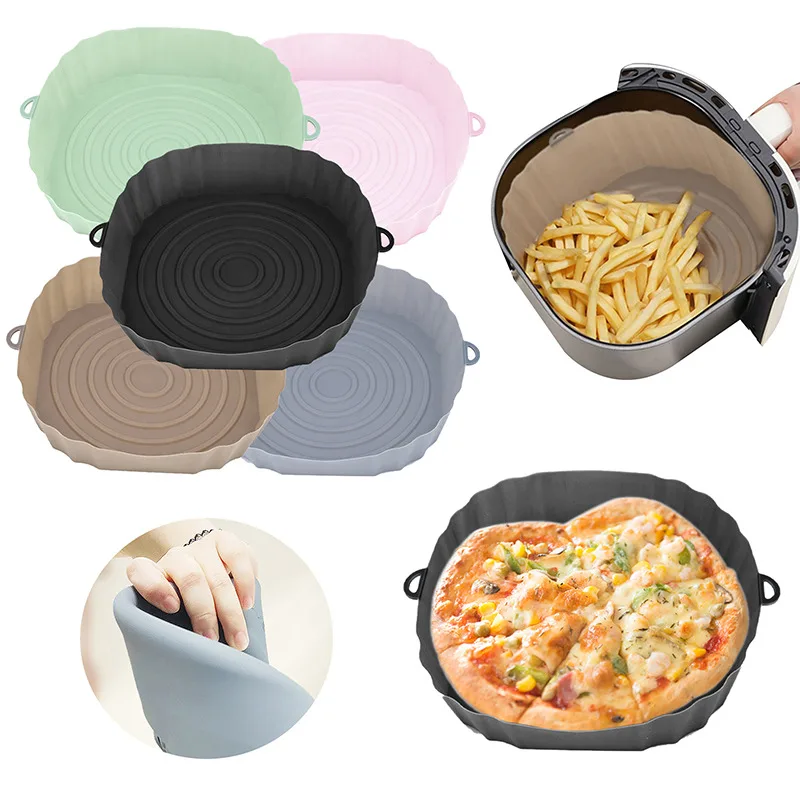 Silicone Air Fryers Oven Baking Tray Fried Chicken Basket Mat Air Fryer Silicone Pot Replacement