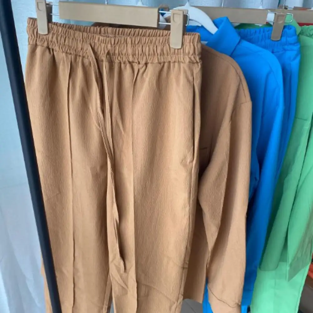 

Осенний повседневный наряд, Женский однотонный костюм, стильный женский комплект из рубашки и брюк с воротником с лацканами и нагрудным карманом, повседневный модный костюм