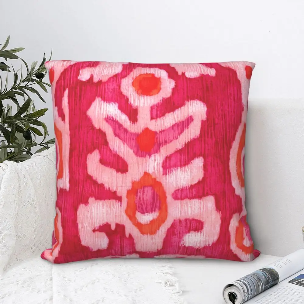 

Pink Orange Tribal Square Pillowcase Pattern Zip Decorative Sofa Cushion Cover