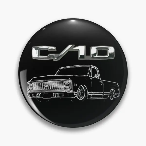 

1972 Chevy C10 Short Bed Pickup Lowrider Soft Button Pin Decor Gift Fashion Lover Jewelry Metal Cartoon Funny Women Hat Badge
