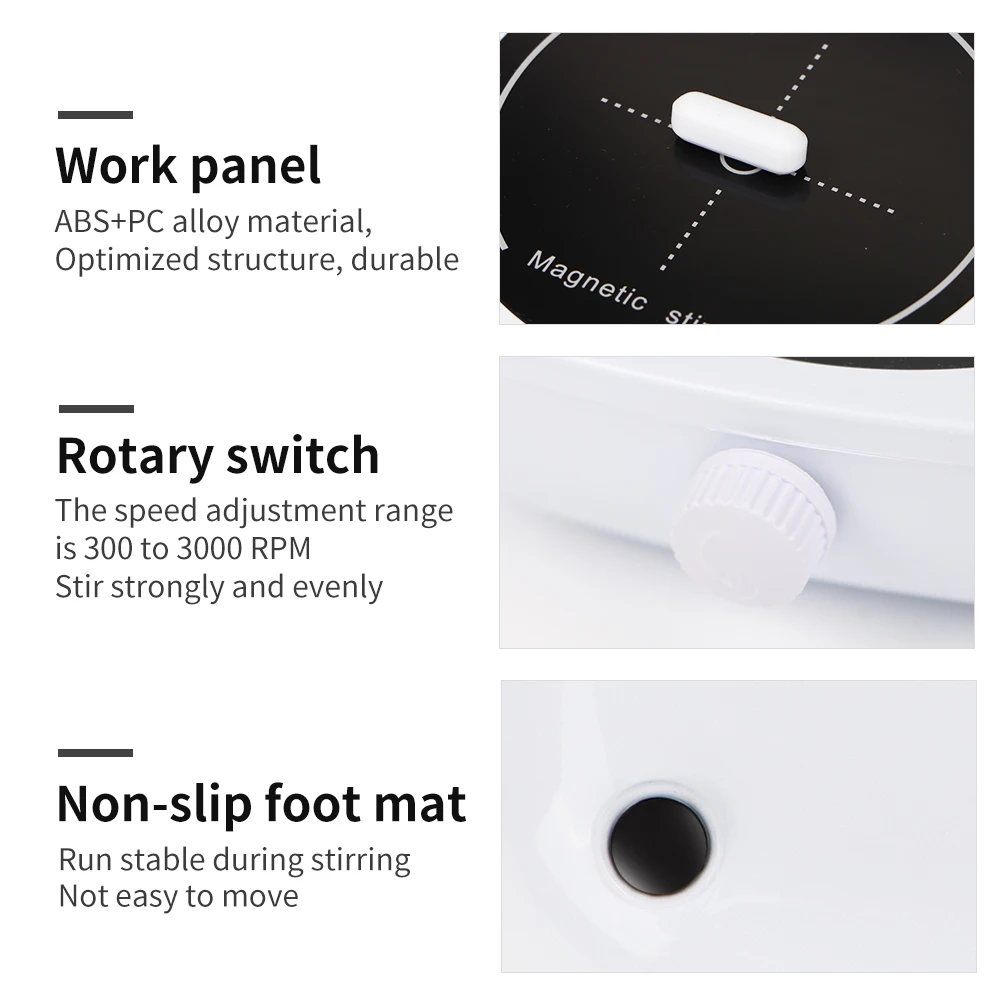 Magnetic Stirrer Mini Lab Stir Mixer Plate with Stir Bar 1000ml 4000RPM Adjustbable Liquid Stirrer for Laboratory EU Plug