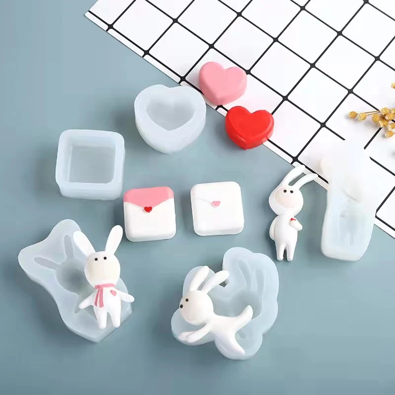 Silica Gel Mold Cartoon Rabbit Heart Envelope Car Aromaemic Air Outlet