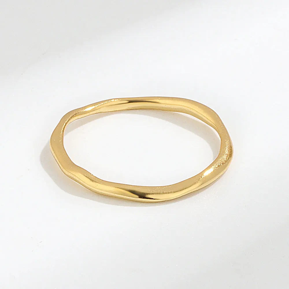 F.I.N.S Simple Wave Pattern Irregular S925 Sterling Silver Ring Slim Stackable Female Rings for Women Girls Jewelry