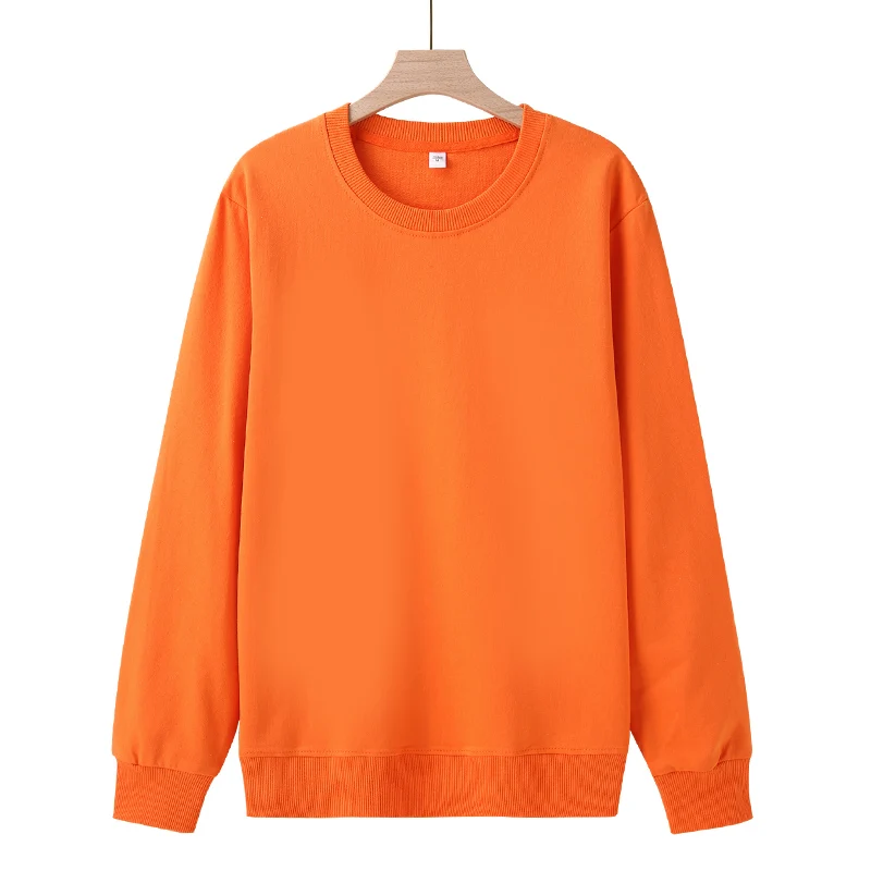 Round Necked Hoodie Loose Solid Color Spring Autumn Winter Men And women's Plush And Thick Versatile Top Sweatshirts Pullover 6