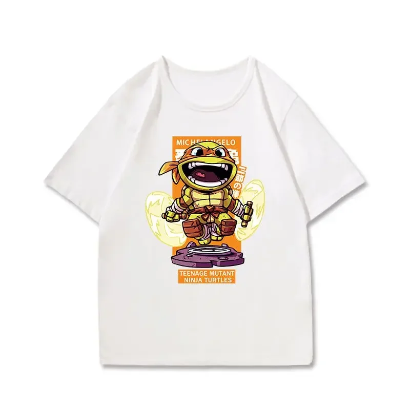 십대 닌자 거북이 TMNT 상의, 거북이 패턴 반팔, 귀여운 여름 티셔츠, 루즈 캐주얼 기본 셔츠, O넥 오버사이즈