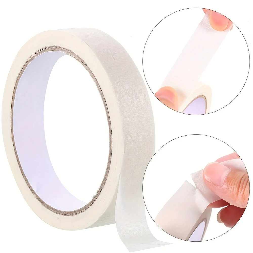10pcs 0.59cm/1.97inch 마스킹 테이프 흰색 사이드 테이프 유화 스케치 드로잉 용품 용 접착 크레이프 종이