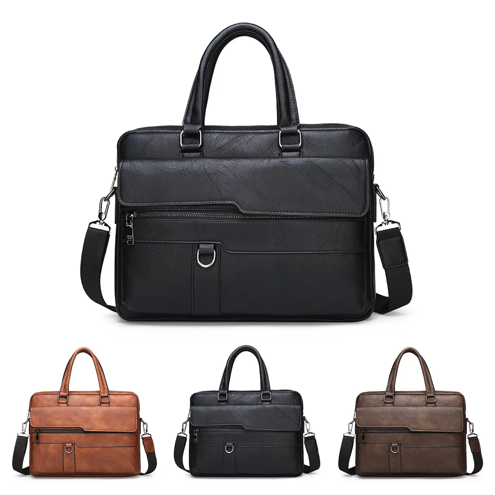 Briefcase Bag Laptop Computer Case PU Leather Crossbody Shoulder Bag For Men