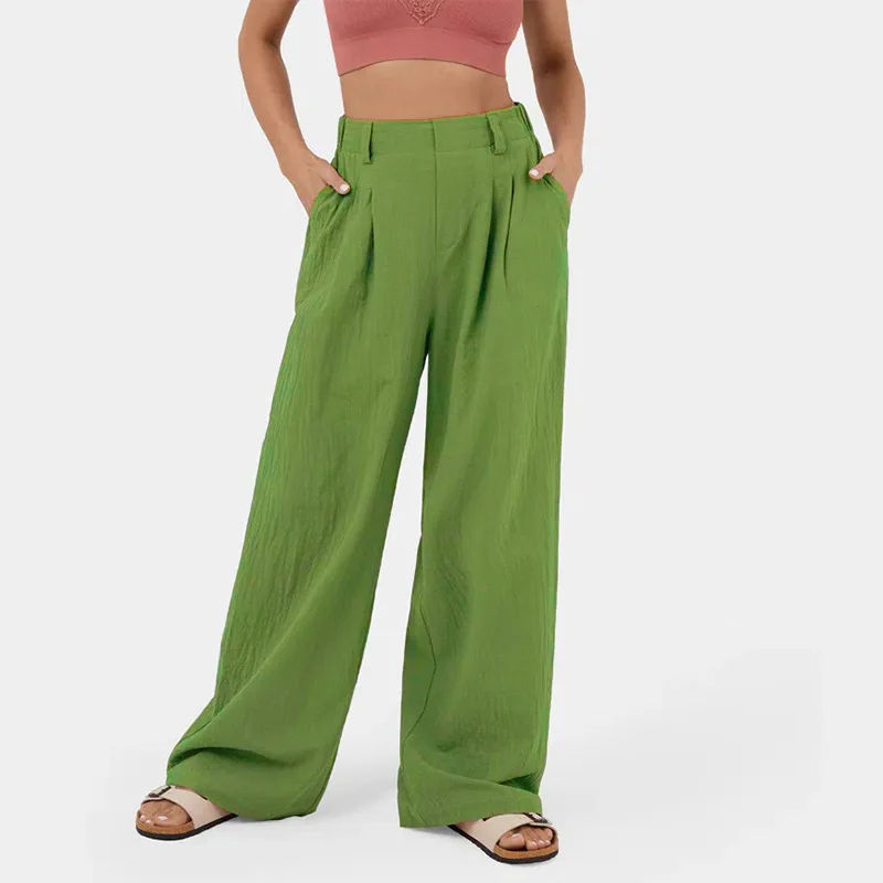 2024 Women's Pants Cotton Women's High-waisted Broadleg Casual Slacks Ropa De Mujer Barata Y Envío Gratis Ofertas Trousers Women