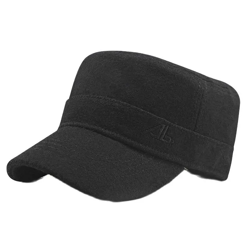 Male Winter Plus Size Felt Hat Dad Outdoors Casual Wool Military Hats Big Bone Men Large Size Flat Army Caps 56-62cm 62-68cm
