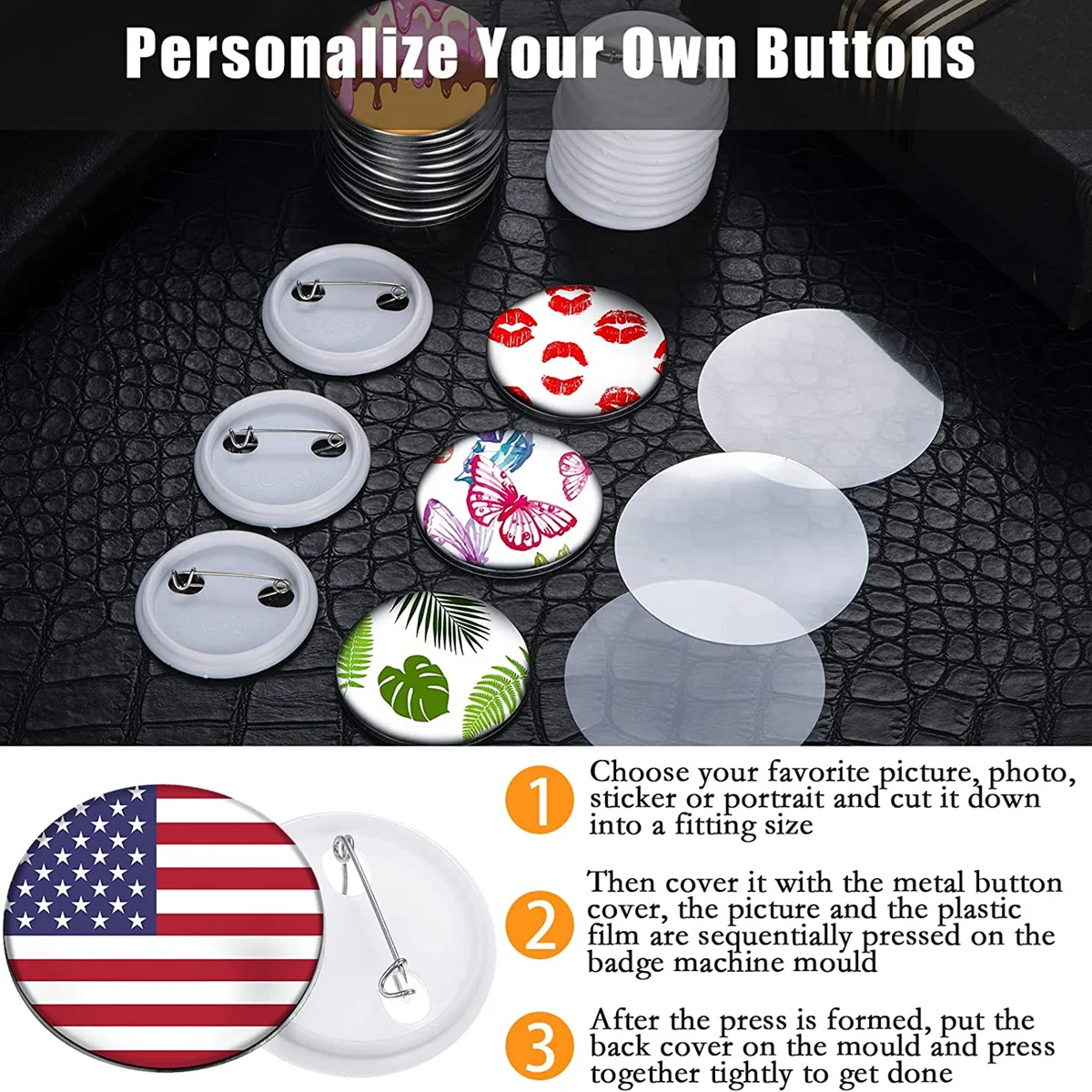 Blank Badge Button Parts badge parts button making supplies 25MM-58MM DIY Pin Badges Set Button Maker Parts Supplies For Badge Press Machine With 100/300/500Pcs