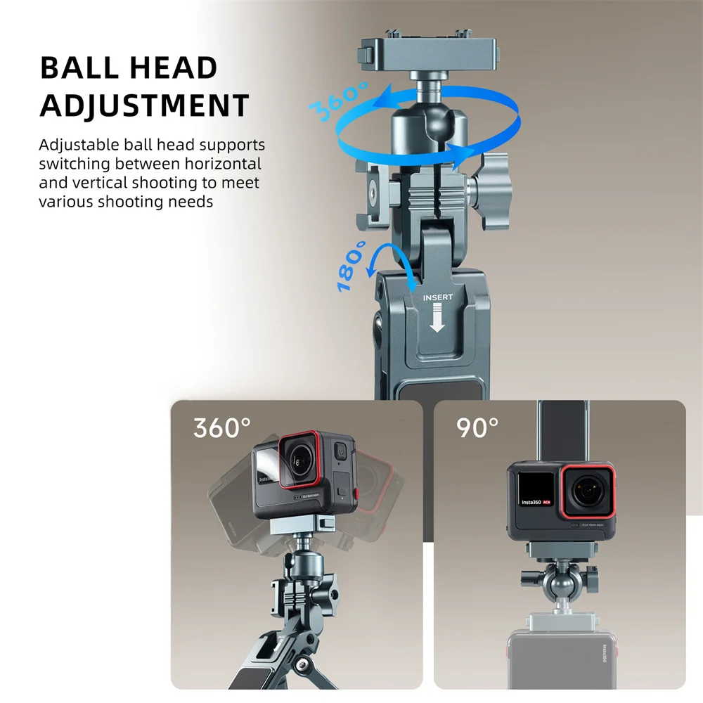 Treppiede LEAPLIGHT multifunzione magnetico girevole a 360° in alluminio con gancio pieghevole per smartphone, fotocamera e streaming live._voghion.com