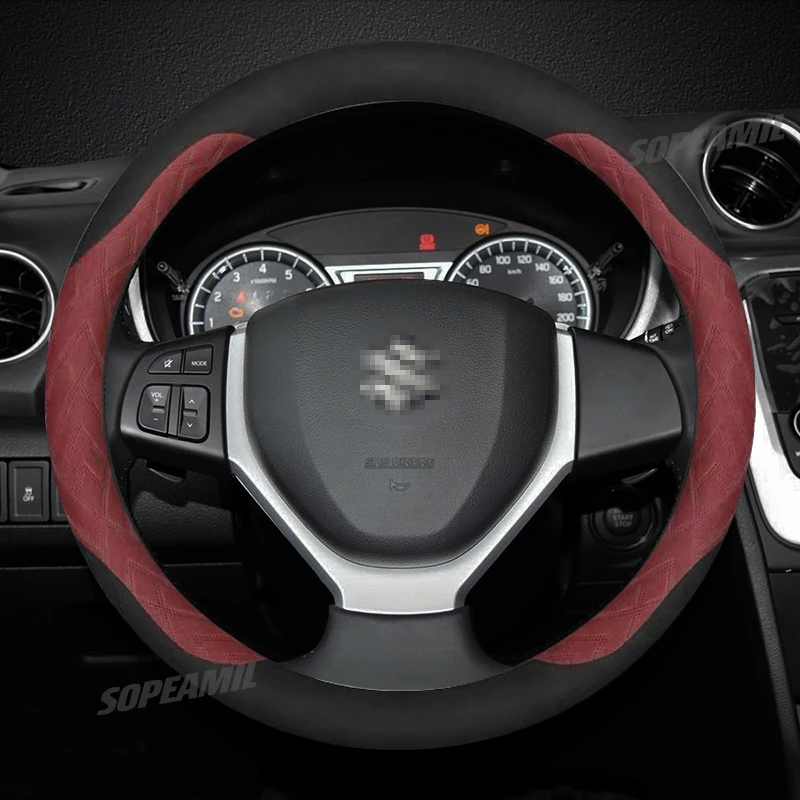 

Anti-Slip Microfiber Leather Car Suede Steering Wheel Cover For Suzuki Alto Beleno Vitara IGNIS Samurai S-Cross Swift SX4 Jimny