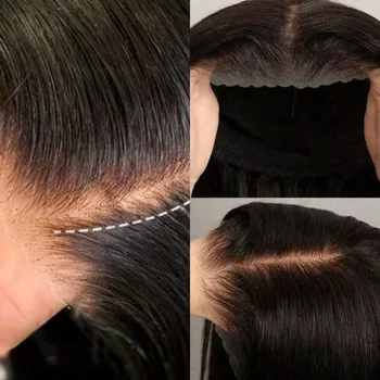 40 42 Inch Straight Human Hair Wig 13x4 HD Transparent Lace Frontal Pre Plucked Natural Hairline Glueless Wig For Women 1