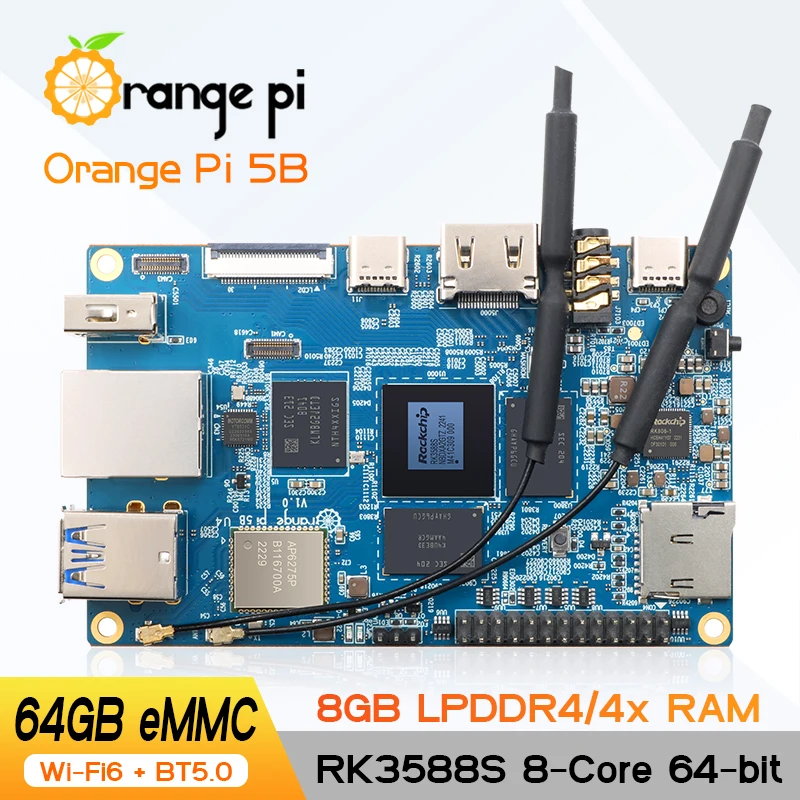 Orange Pi 5B 8GB RAM 64GB EMMC Rockchip RK3588S 64-bit WIFI+
