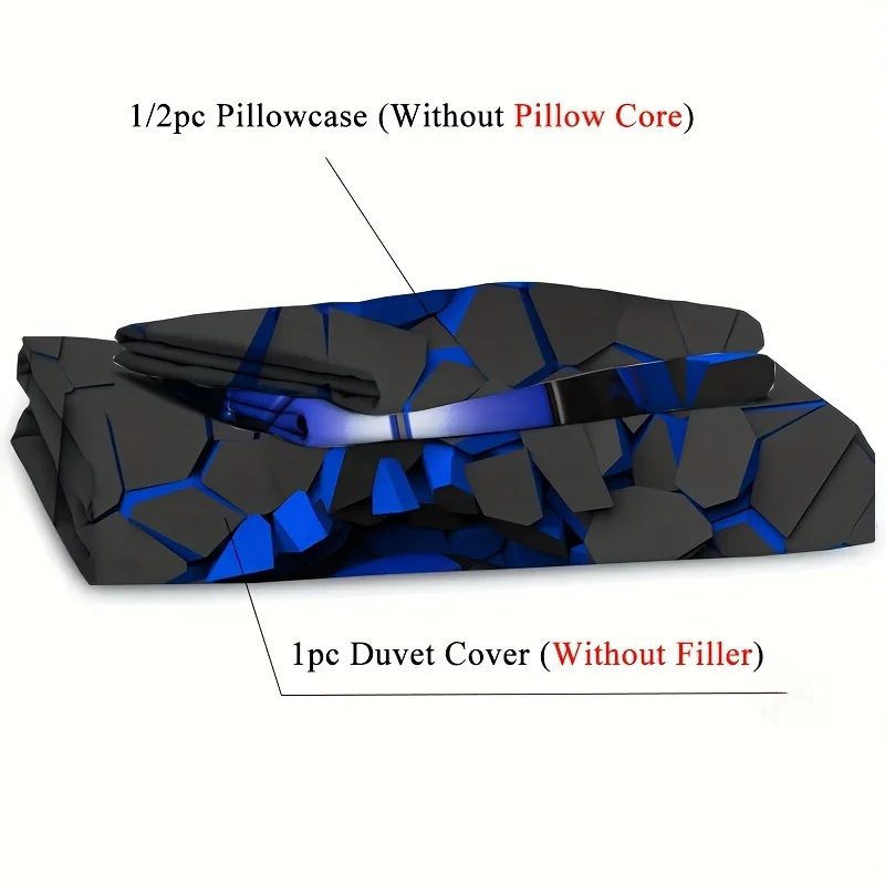 2/3Pcs Soccer Ball Duvet Cover Set, 3D Shattered Strike Cement Wall Print, University Football Sports League Bedding with Pillow