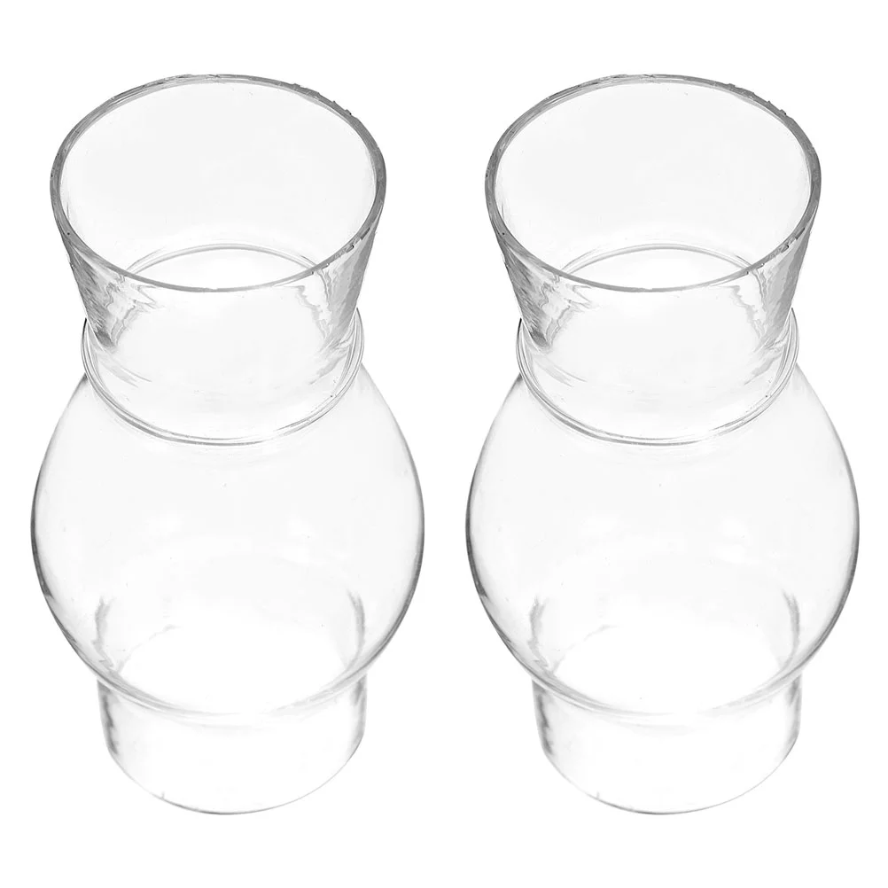 2Pcs Clear Glass Oil Lamp Chimney Vintage Lantern Shade Portable Lighting Globe Replacement For Lamp Accessories With Glass Oil