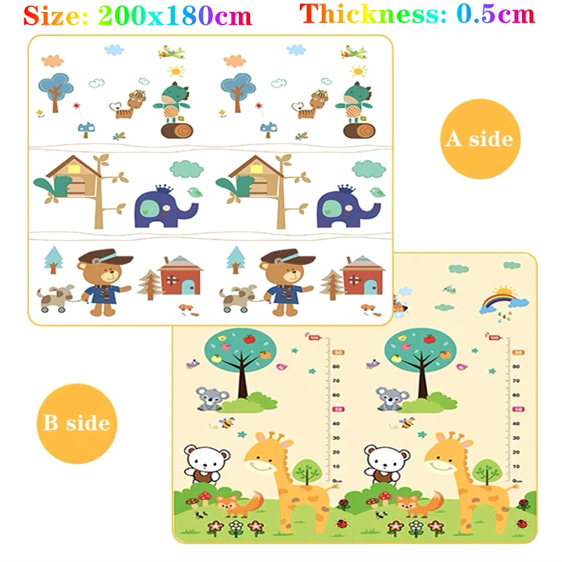 200x180cm Thick 0.5cm Baby Activities Baby Crawling Play Mats Baby Activity Gym Room Mat Game Mat for Children's Safety Mat Rug