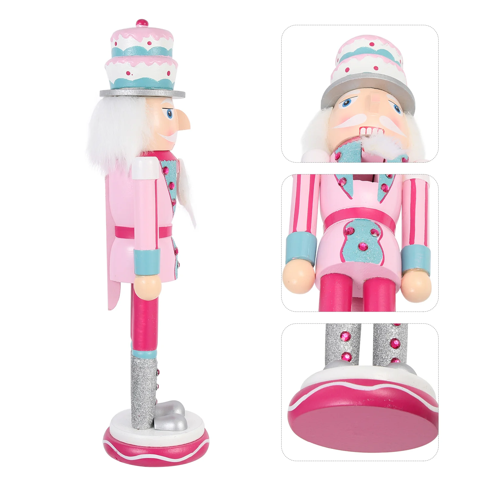 

Christmas Candy Nutcracker Ornaments Pink Candy Cane Wooden Soldier Pastel Nutcrackers Figures Traditional Holiday