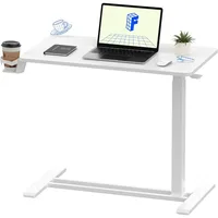 Adjustable Overbed Bedside Table with Wheels Pneumatic Mobile Standing Laptop Desk Rolling Computer Cart Movable Overbed Table 1