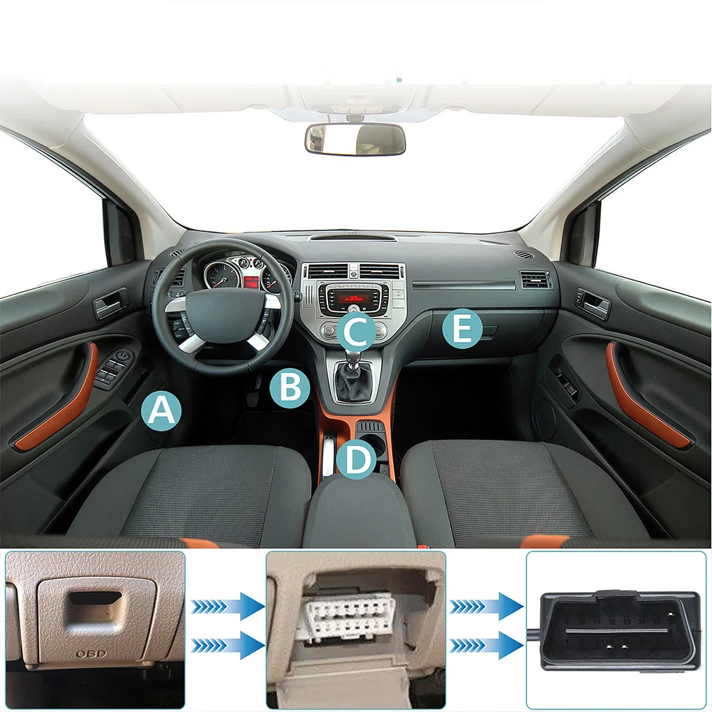 OBDII Power Cable For Dash Camera OBDII Power Cable OBD To Type-C Adapter 12-24V To 5V/3A 24h Parking Car Accessories