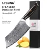 F.YOUNG 7" Professional Kitchen Knife 67 Layers Damascus Steel Chef knife Japanese Cooking Tools Vegetable Cutting Meat Cleaver