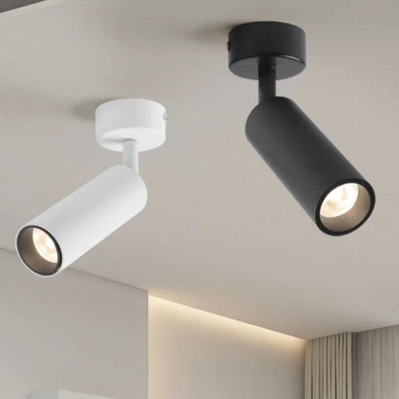 Led Ceiling Light Surface Mounted Spotlight Adjustable Angle Track Light COB Bedroom Hallway Dimming