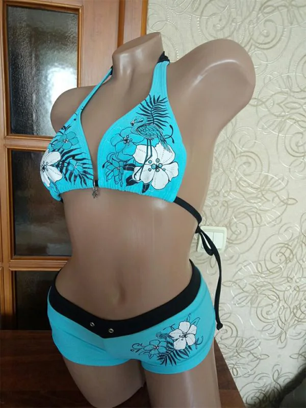 Vintage Flower print Cutie set Bikini 2000s Swimsuit Sexy