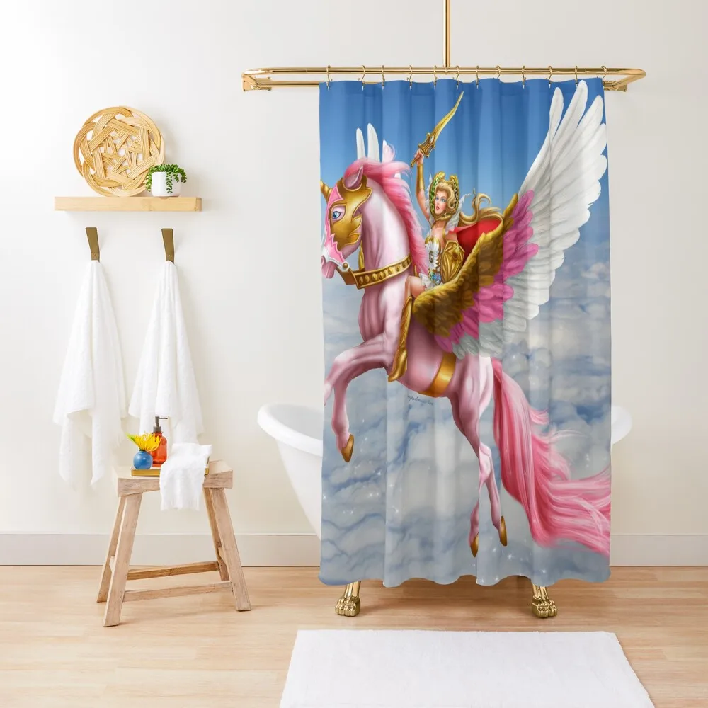 

She-Ra and Swiftwind soaring in the clouds! Shower Curtain Anime Shower Modern Accessory Bathrooms Shower For Bathroom Curtain