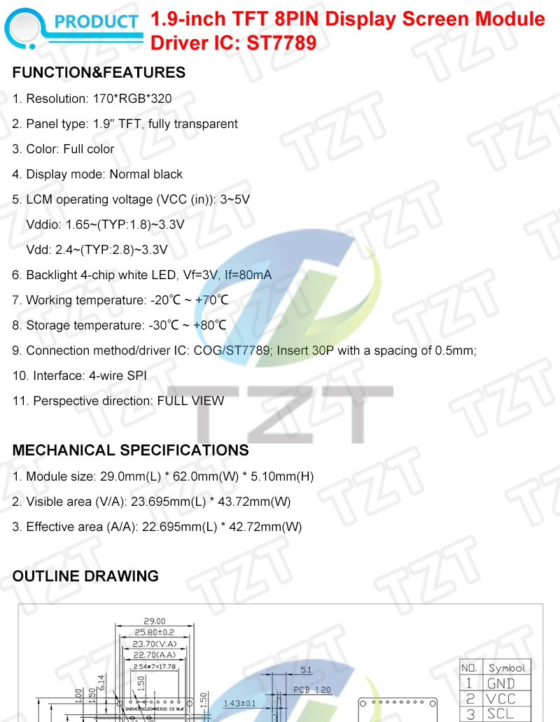 TFT-Display 0,96/1,3/1,44/1,8/2,0/2,4/2,8/3,2/3,5 Zoll TFT-Vollfarbbildschirm LCD-Modul ILI9341 Treiberschnittstelle SPI für Arduino – Detail 16