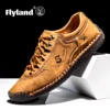 FLYLAND Classical Men's Leather Loafers Vintage Hand Stitching Oxfords Chukka Boots Ankle Boots Casual Daily Work Office Shoes 3