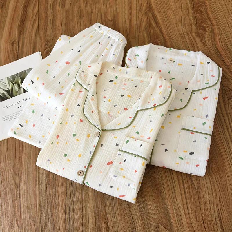 Print Sleepwear Cotton Women's Underwear Set Suit For Home Nightie Autumn New Long Sleeve Pijams For Women Homewear